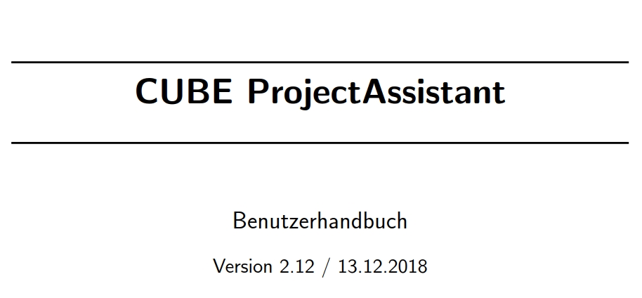 New Manual for CUBE ProjectAssistant v2.12